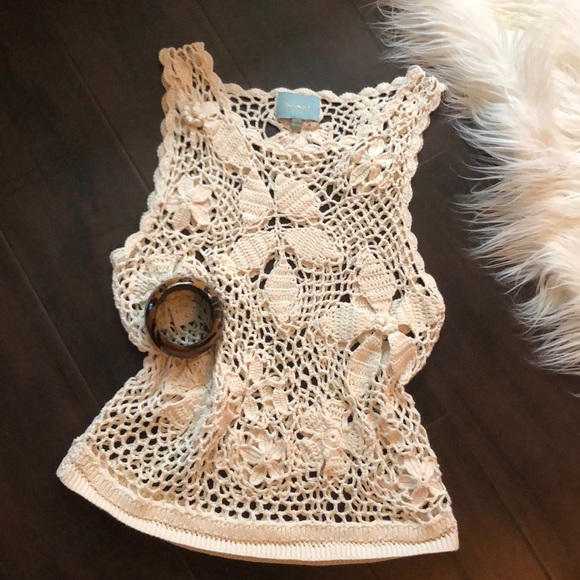 Skies Are Blue Tops - Skies Are Blue Crochet Tank medium cream